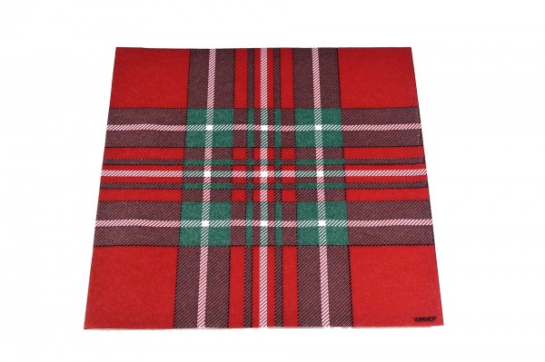 Serviette aspect tissu Ecossais 40 x 40 cm decofestive.fr 3547-rg