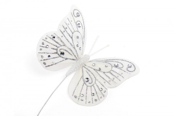 Papillon paillettes et perles 12 cm decofestive.fr 4156-bl
