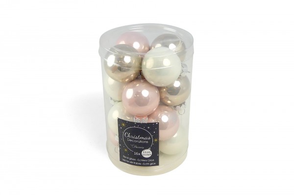 Mix de boules en verre: Rose poudré - Llin - Blanc 3,5 cm decofestive.fr 5301