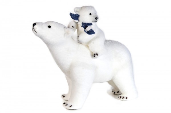 Ours polaire et son bébé 59 cm decofestive.fr 5342-bl
