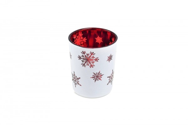 Photophore en verre déco flocons 6,5 cm decofestive.fr 6097-rg