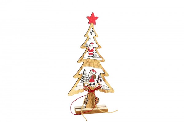 Sapin bois sur socle avec scène de Noël 31 cm decofestive.fr 6100-rg