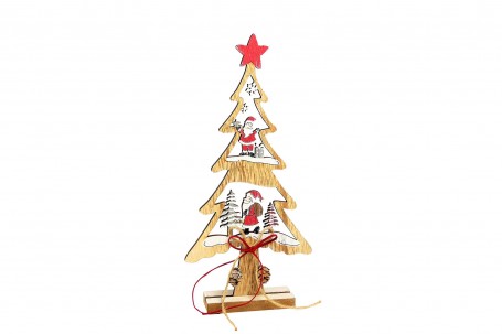 Sapin bois sur socle avec scène de Noël 31 cm decofestive.fr 6100-rg