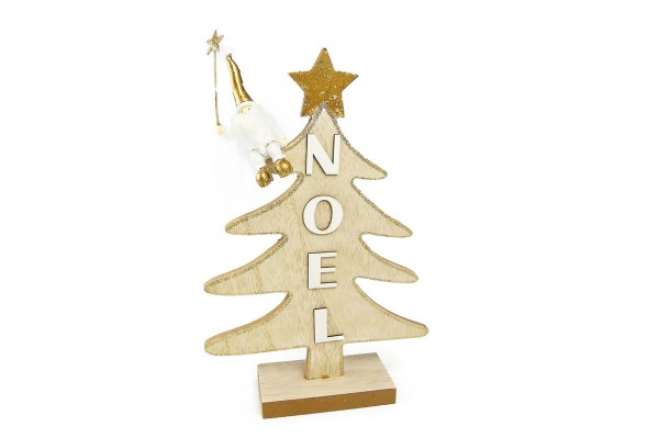 Sapin bois avec Père Noël assis 23,5 cm decofestive.fr 6682-nt