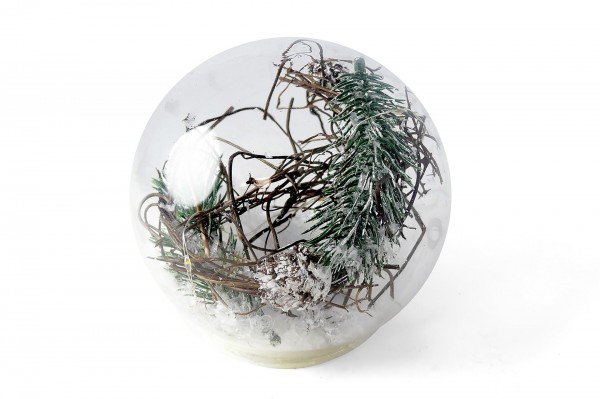 Boule en verre déco naturelle enneigée et LED 12 cm decofestive.fr 6756-nt