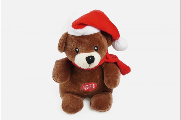 Ourson musical en peluche avec bonnet 13 cm decofestive.fr 6762-cc