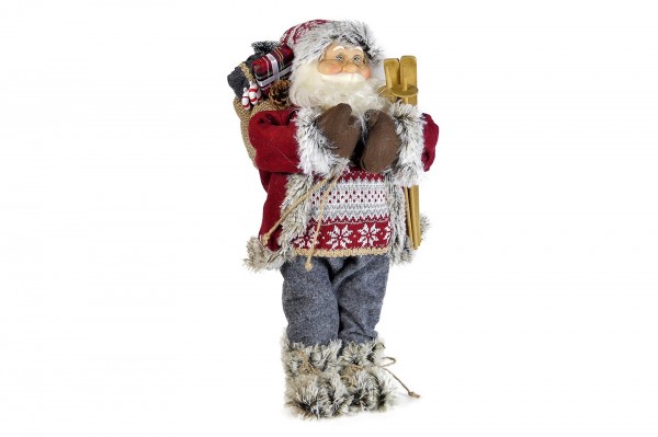 Père Noël avec skis et cadeaux 45 cm decofestive.fr 6776-bd