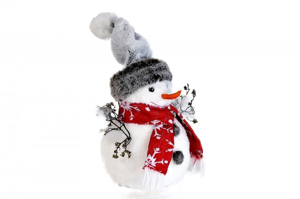 Bonhomme de neige peluche avec écharpe 29 cm decofestive.fr 6804-bl