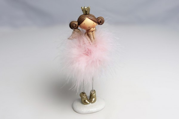 Petite fille princesse ange avec plumes 17 cm decofestive.fr 6826-rp