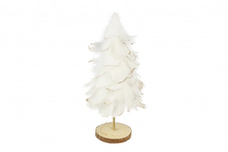 Sapin en plumes pailletées sur support en bois 25 cm decofestive.fr 6857-bl