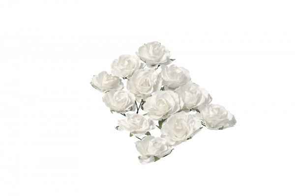 Rose en papier sur tige 3,5 cm decofestive.fr 6505-bl