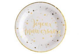 Assiette Joyeux anniversaire 22,5 cm decofestive.fr 6356-or