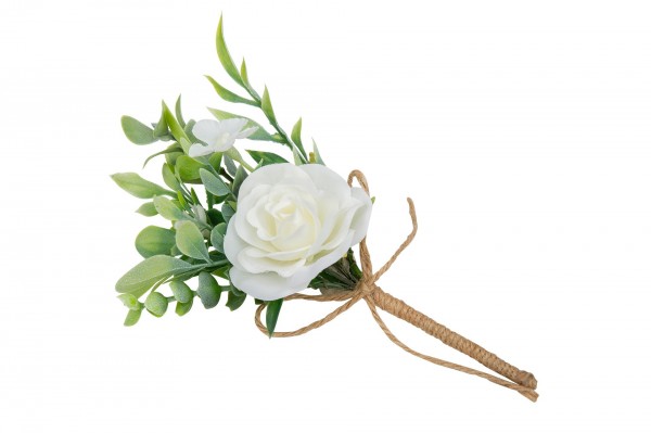 Bouquet de feuillage avec rose 15 cm decofestive.fr 6975-bl