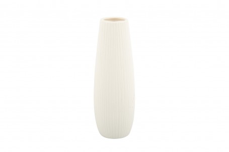 Vase en céramique blanche rainuré 22 cm decofestive.fr 8107-bl