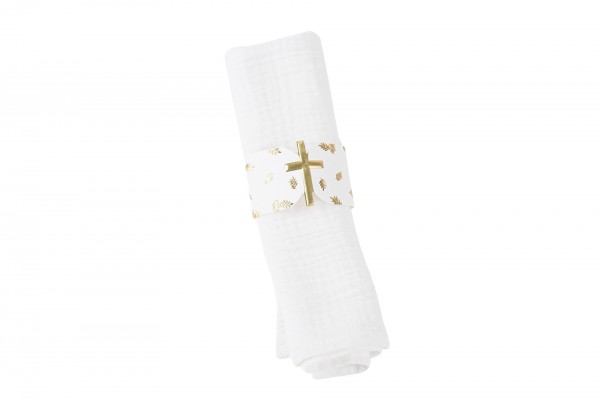Rond de serviette avec croix or decofestive.fr 8316-or