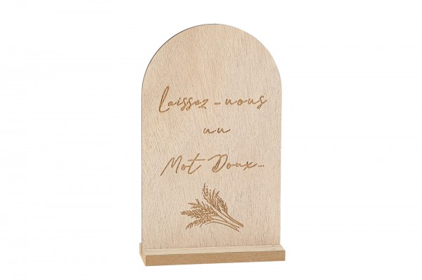 Pancarte bois sur socle avec message 20 cm decofestive.fr 8361-nt