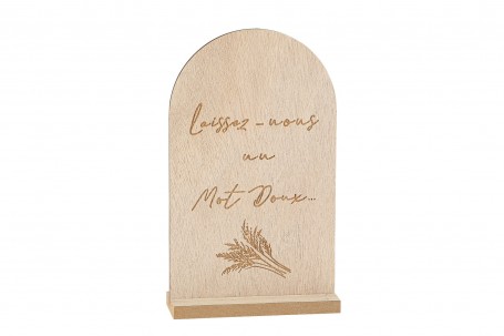 Pancarte bois sur socle avec message 20 cm decofestive.fr 8361-nt