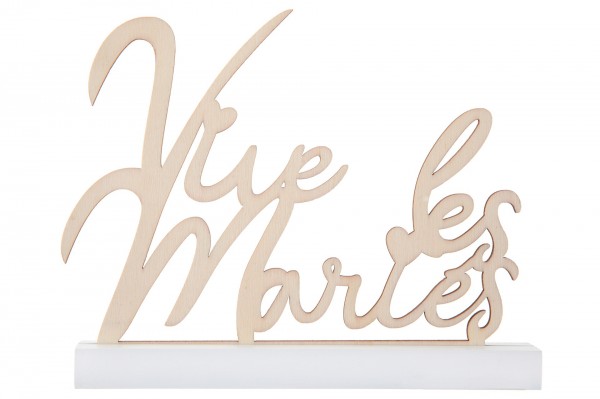 Ecriteau vive les mariés en bois sur socle decofestive.fr 7031-nt